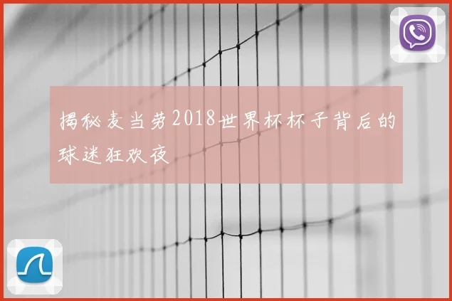 揭秘麦当劳2018世界杯杯子背后的球迷狂欢夜